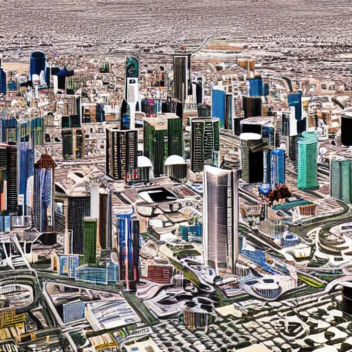 Image similar to riyadh city in the style of yongoh kim