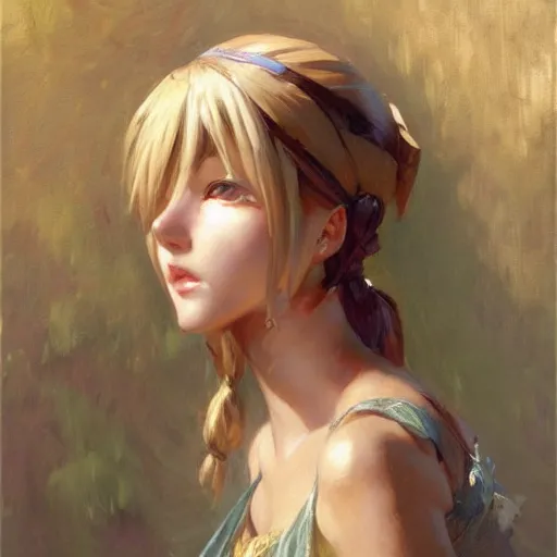 Image similar to cute anime girl face, painting by gaston bussiere, craig mullins, j. c. leyendecker