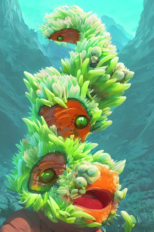 Image similar to 3 d render creature animal sushi cristal very big eye roots cactus elemental flush of force nature micro world fluo fishscale, comics gta 5 cover, official fanart behance hd artstation by jesper ejsing, by rhads, makoto shinkai and lois van baarle, ilya kuvshinov, ossdraws