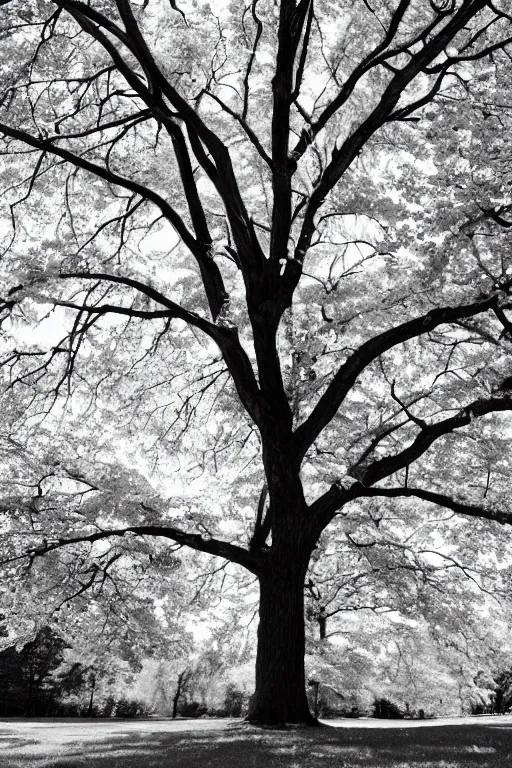 Image similar to maple tree old photo, back and white, detailed, wide shot