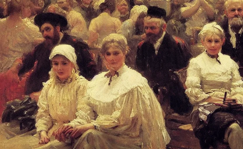 Image similar to high quality high detail painting by ilya repin, people in the waiting room, hd