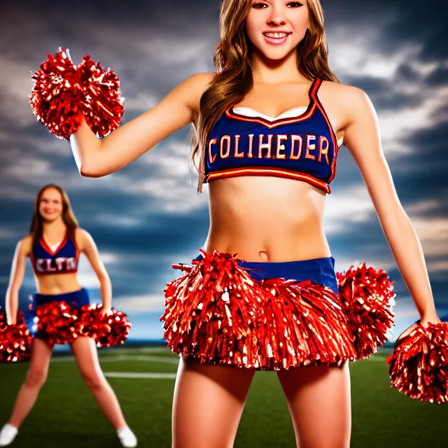 Image similar to cheerleader warrior, highly detailed, 8 k, hdr, smooth, sharp focus, high resolution, award - winning photo