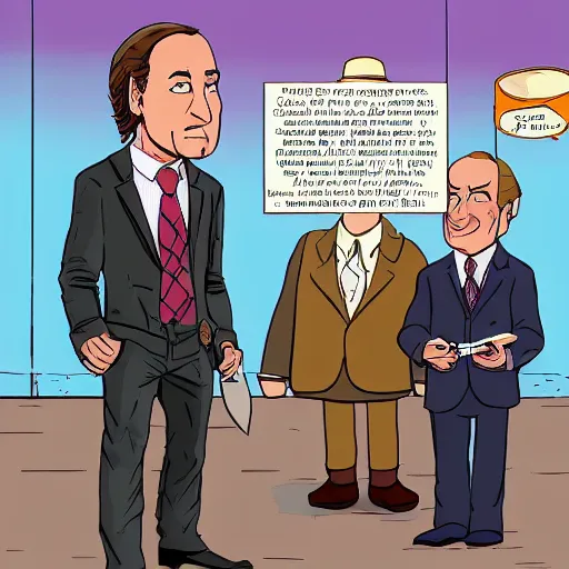 Prompt: puro meeting Saul Goodman in Peter Griffins house