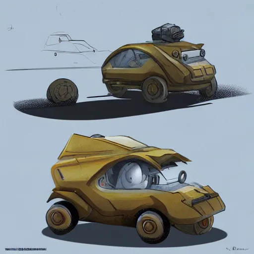 Image similar to 2d concept art of small vehicle by Dawid Michalczyk