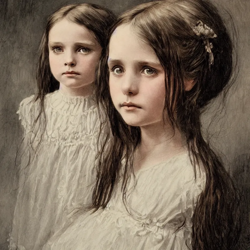 Prompt: a beautiful victorian girl by Bernie Wrightson, symmetrical face, 8k, high quality
