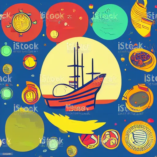 Image similar to Ship in a bottle, sticker, colorful, illustration, highly detailed, smooth and clean vector curves, no jagged lines, vector art, smooth