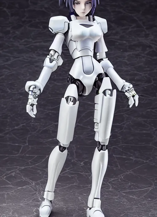 Image similar to Girl in mecha cyber Armor, portrait of the action figure of a girl, with bare legs，in the style of Ghost in the Shell，anime figure