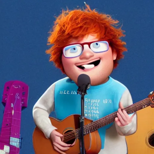 Prompt: ed sheeran turned into a Pixar character