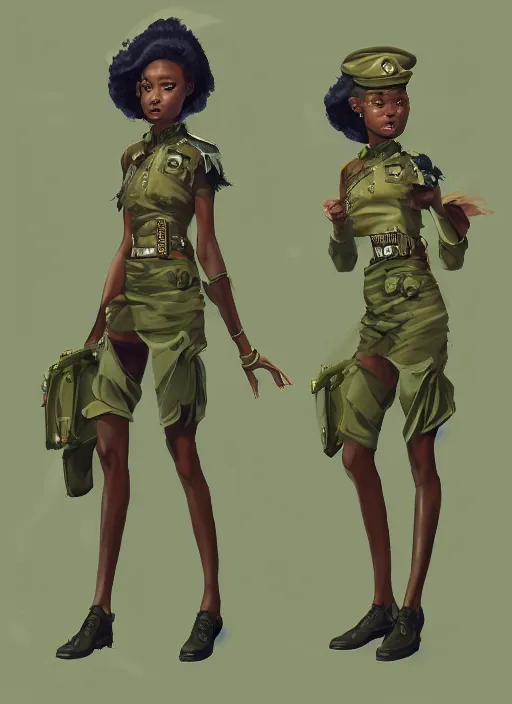 Prompt: a highly detailed illustration of cute african girl wearing military uniform and green officer cap riding on giant dog!!!, dramatic standing pose, perfect face, intricate, elegant, highly detailed, centered, digital painting, artstation, concept art, smooth, sharp focus, league of legends concept art, wlop