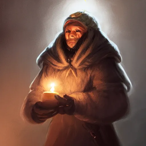 Prompt: a male adventurer wearing a black sleeping cap with a puffball, holding a candle, portrait, d & d, science fiction, concept art, matte, sharp focus, illustration, concept art, jason chan, dan luvisi, karl thiart, uhd, 4 k, very detailed