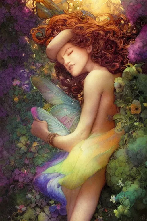 Image similar to a beautiful faerie, rainbowshift, by jean - baptiste monge, maxfield parrish, artgerm