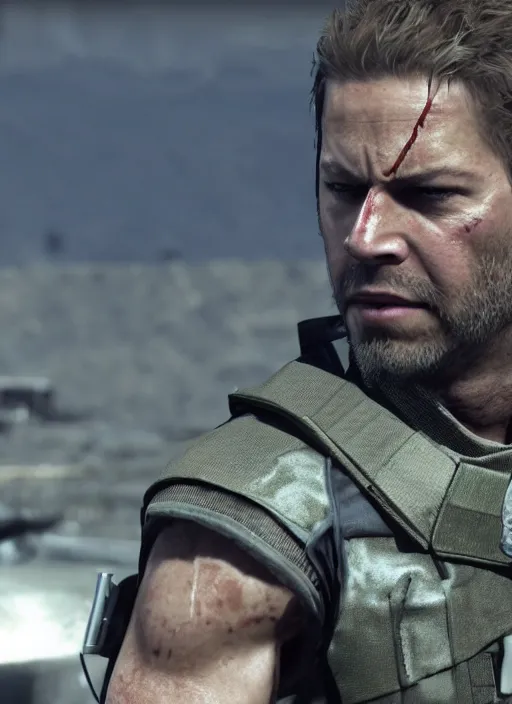 Prompt: film still of paul walker as snake in metal gear solid the phantom pain, gameplay, 8 k, hd