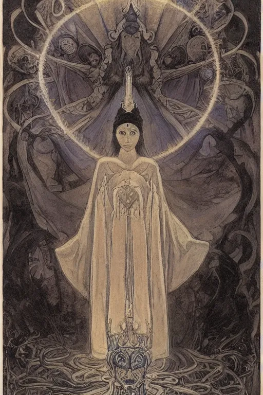 Prompt: child of darkness with his crown and lantern, by Nicholas Roerich and Annie Swynnerton and and jean delville, dramatic cinematic lighting , ornate headdress , flowing robes, sacred artifacts, lost civilizations, smooth, sharp focus, extremely detailed