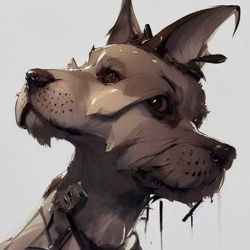 Image similar to concept art of anthropomorphized canine, highly detailed painting by dustin nguyen, akihiko yoshida, greg tocchini, 4 k, trending on artstation, 8 k