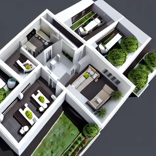 Image similar to large penthouse, luxury, 3d, render, floorplan,