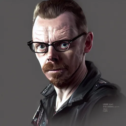 Image similar to simon pegg portrait, horror core, apocalyptic, pool cue, sharp focus, fiction, hyper detailed, digital art, trending in artstation, cinematic lighting, studio quality, smooth render, unreal engine 5 rendered, octane rendered, art style and nixeu and wlop and krenz cushart