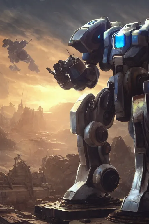 Image similar to mechwarrior 5 : mercenaries mech megaman transformer robot boss tank engine game octane render, 4 k, hd 2 0 2 2 3 d cgi rtx hdr style chrome reflexion glow fanart, global illumination ray tracing hdr fanart arstation by ian pesty by jesper ejsing pixar and disney unreal zbrush central hardmesh