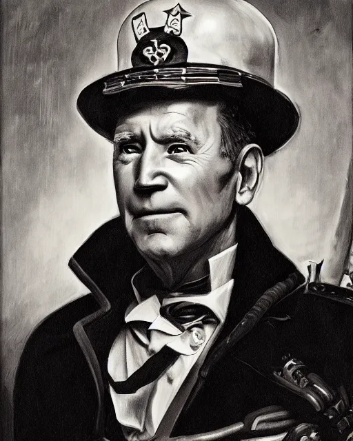 Image similar to a portrait of Joe Biden as a steampunk captain, art by by Joseph Karl Stieler and Théodore Gericault and Eugène Delacroix, highly detailed, trending on artstationhq