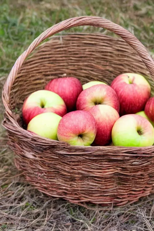 Prompt: a basket full of apples that are blue