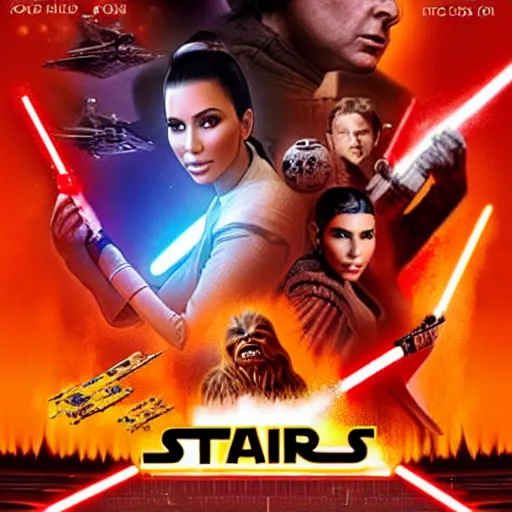 Image similar to super detailed star wars movie poster with ben shapiro, snooki and kim kardashian, 8k full HD photo, cinematic lighting, anatomically correct, oscar award winning, action filled, correct eye placement,