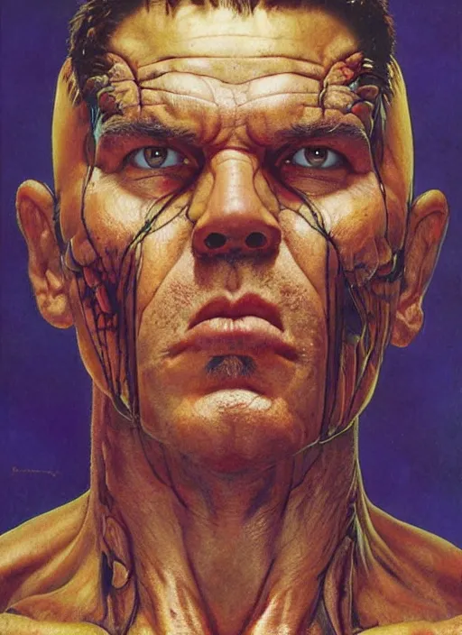 Image similar to upper body and head portrait of josh brolin as mutant, by lawrence alma tadema and zdzislaw beksinski and norman rockwell and jack kirby and tom lovell and greg staples