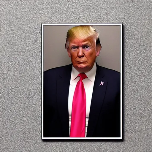 Image similar to donald trump mugshot, sad!