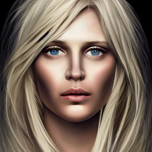 Image similar to a symmetrical portrait of a blonde woman with strong features, oil painting, pale colors, high detail, 8 k, wide angle, trending on artstation,