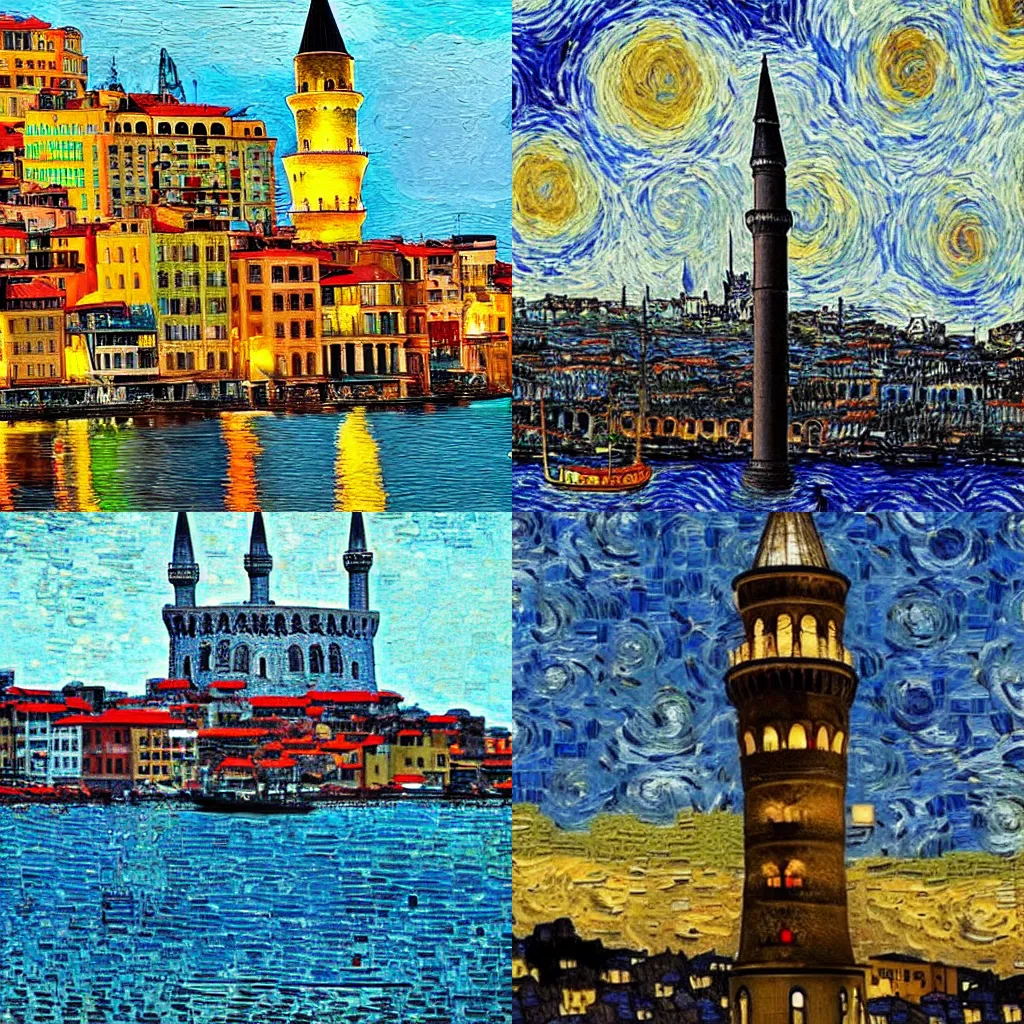 Prompt: galata tower in style of van gogh