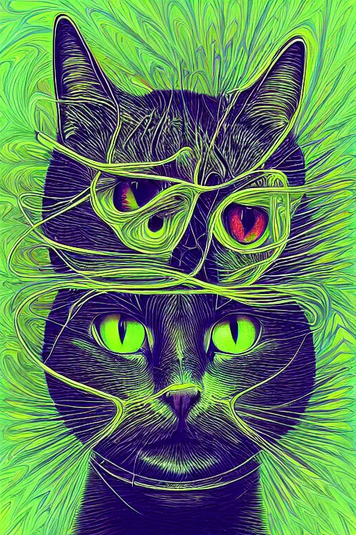 Image similar to portrait of a cat's head inside an upside down light bulb, modern fine art, intricate, elegant, subsurface scattering, highly detailed, pop art painting, organic acrylic flow art, psychedelic fractal art, acrylic art, watercolor, featured on deviantart, cgsociety