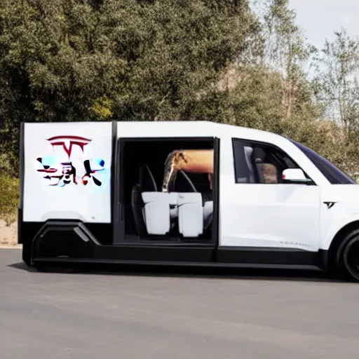 Image similar to the Tesla Cybertruck as a limousine, painted pure black