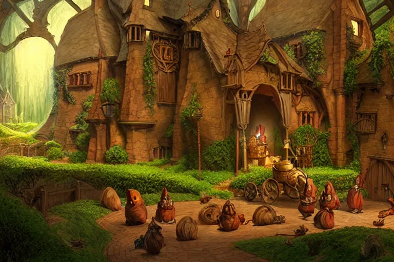 Image similar to an elaborate and detailed scene from the redwall abbey by brian jacques, detailed, fantasy concept art, cinematic lighting, beautiful