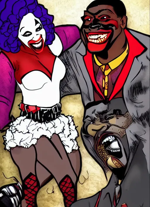 Prompt: African-American Joker and Harley Quinn