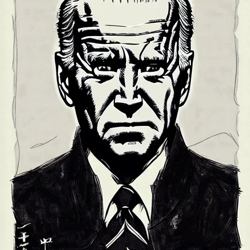 Image similar to Joe Biden looking sinister, by Tsutomu Nihei, highly detailed