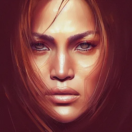 Image similar to “ portrait of jennifer lopez by greg rutkowski, young, attractive, highly detailed portrait, scifi, digital painting, artstation, concept art, smooth, sharp foccus ilustration, artstation hq ”