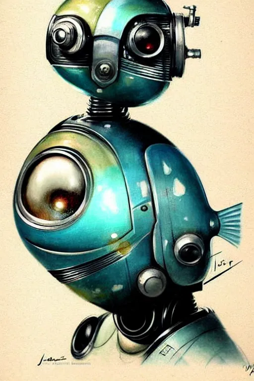 Image similar to ( ( ( ( ( 1 9 5 0 s retro future robot android fish. muted colors. ) ) ) ) ) by jean - baptiste monge!!!!!!!!!!!!!!!!!!!!!!!!!!!!!!