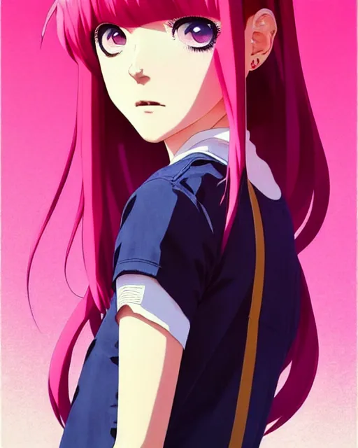 Prompt: cute girl with pink hair | | very very anime!!!, fine - face, audrey plaza, fine details. anime. realistic shaded lighting poster by ilya kuvshinov katsuhiro otomo ghost - in - the - shell, magali villeneuve, artgerm, jeremy lipkin and michael garmash and rob rey