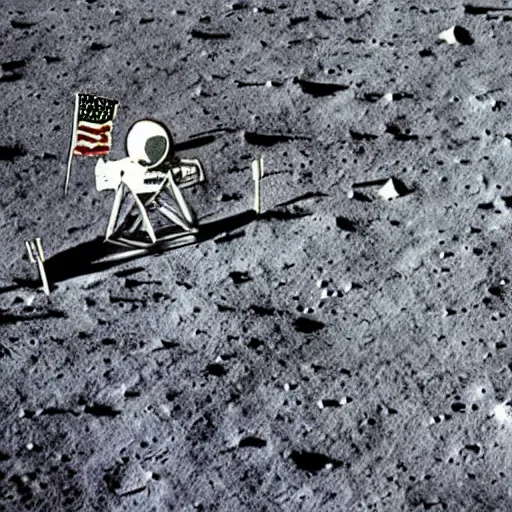 Image similar to children's artwork of the moon landing, detailed