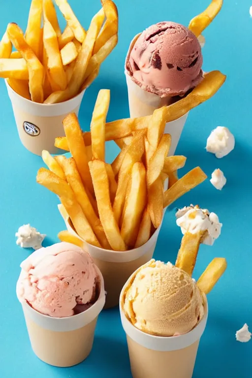 Image similar to french fries flavoured ben and jerry's ice cream, ice cream with pieces of french fries