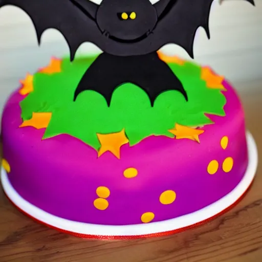 Prompt: bat birthday cake,