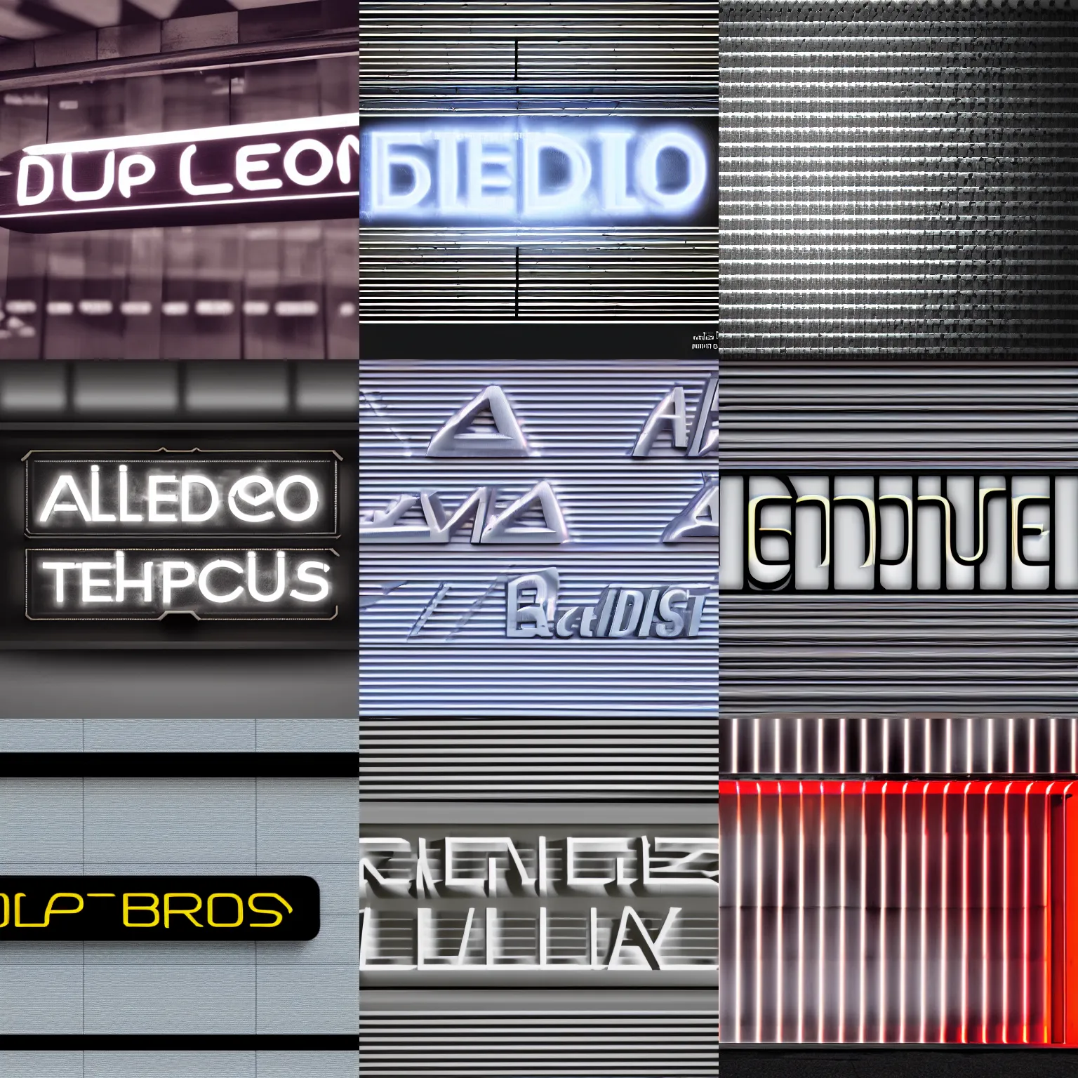 Prompt: albedo texture, diffuse lighting, flat texture of a futuristic shop sign