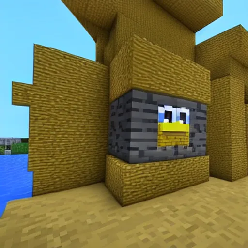 Prompt: SpongeBob build on Minecraft