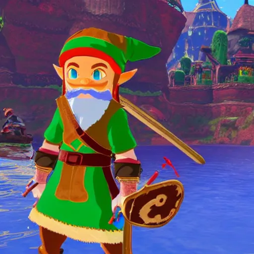 Image similar to Sinterklaas in The Legend of Zelda Breath of the Wild