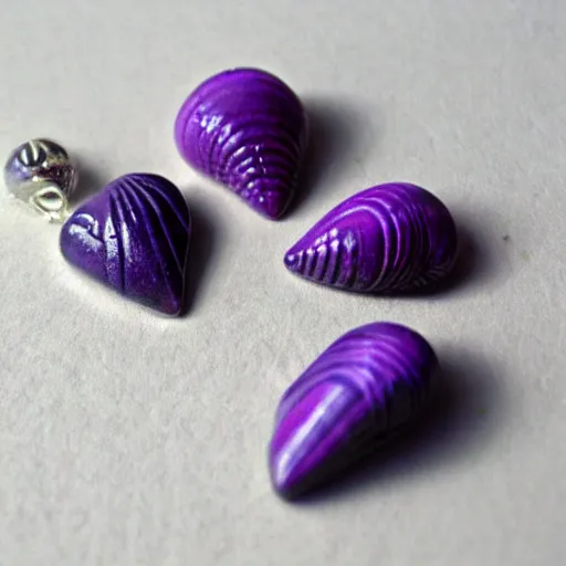 Image similar to carved seashell beads purple splotches jewelry design