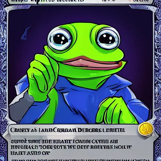 Image similar to super rich happy pepe, vault, coins, hyper detalied, blue crystals, greg rutkowski