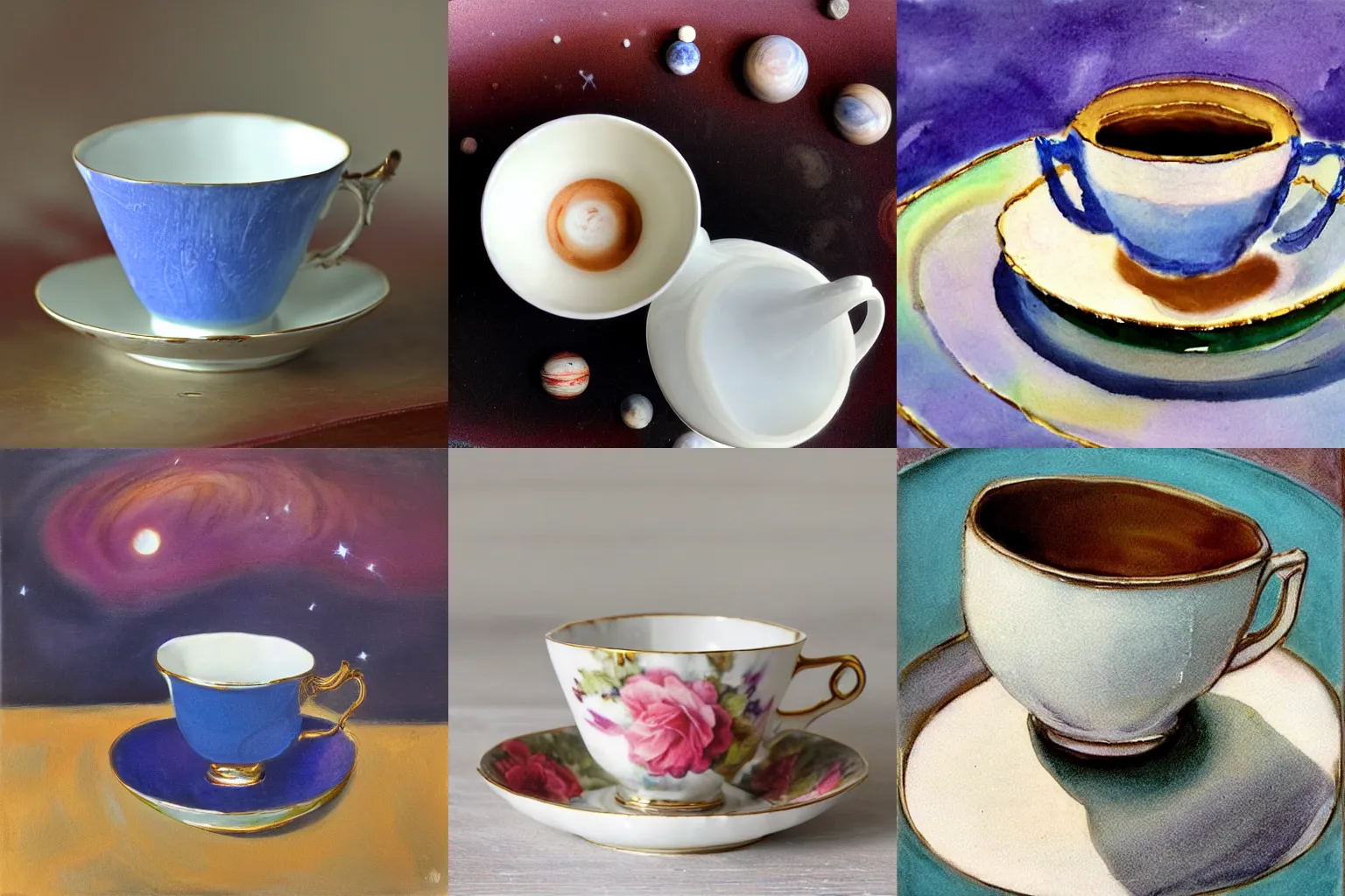 Prompt: teacup full of jupiter