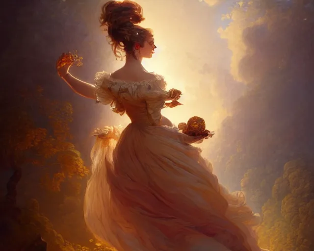 Image similar to photography of jean - honora © fragonard, deep focus, d & d, fantasy, intricate, elegant, highly detailed, digital painting, artstation, concept art, matte, sharp focus, illustration, hearthstone, art by artgerm and greg rutkowski and alphonse mucha