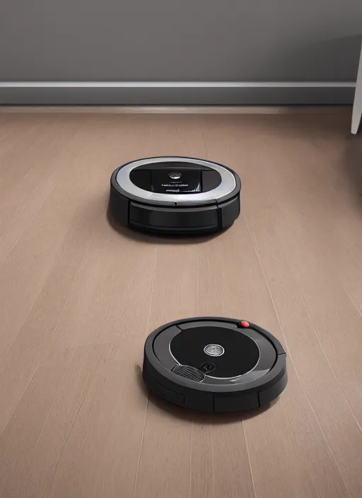 Image similar to A Roomba with a four robot spider legs, 3D Product, professional render, studio quality, octane render