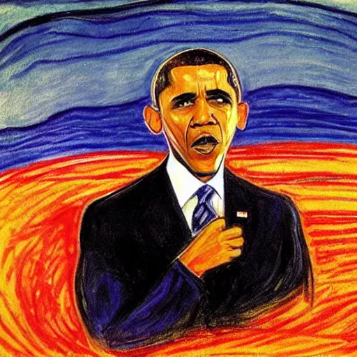 Image similar to obama by edvard munch