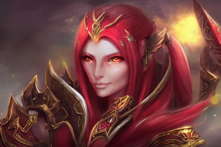 Image similar to blood elf, world of warcraft, trending on art station, fantasy, smooth