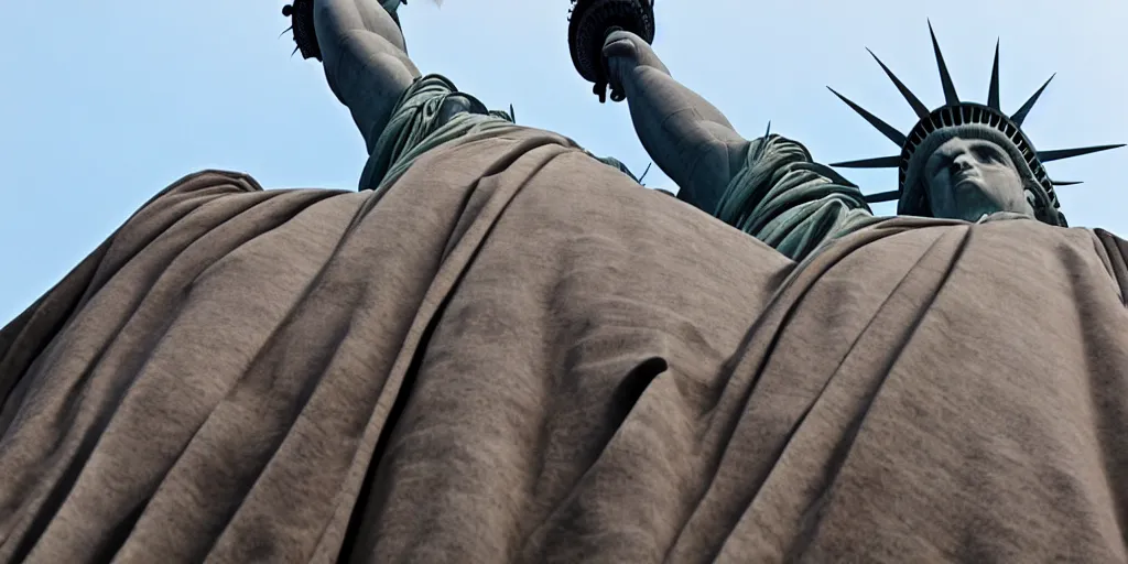 Image similar to low angle shot of the amazing statue of liberty in new york, usa